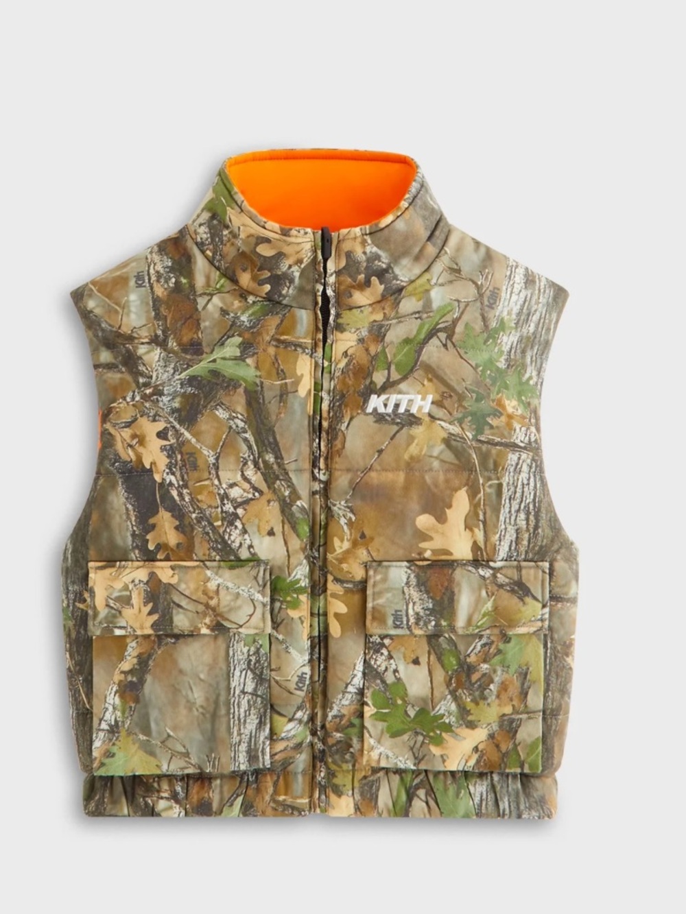 Kith Kids Bright Orange Reversible Puffer Vest with Camo Lining - Picture 5 of 12